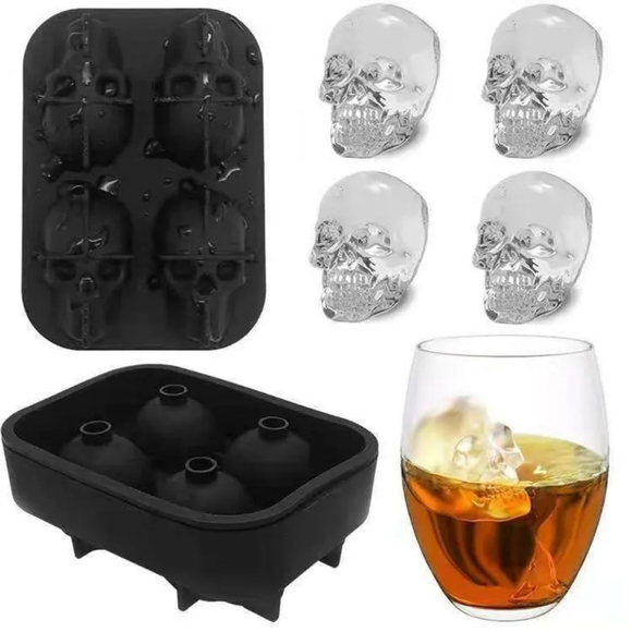 Ice Mold Skull 3D Flexible Silicone Ice Cube Molds Maker Tray - Picture 3 of 4